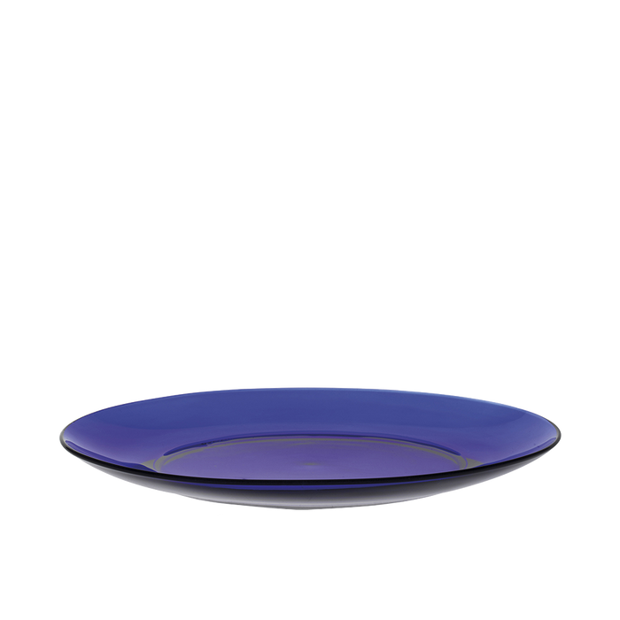Duralex Lys. A sapphire blue glass plate. L'assiette en verre bleu saphir. 