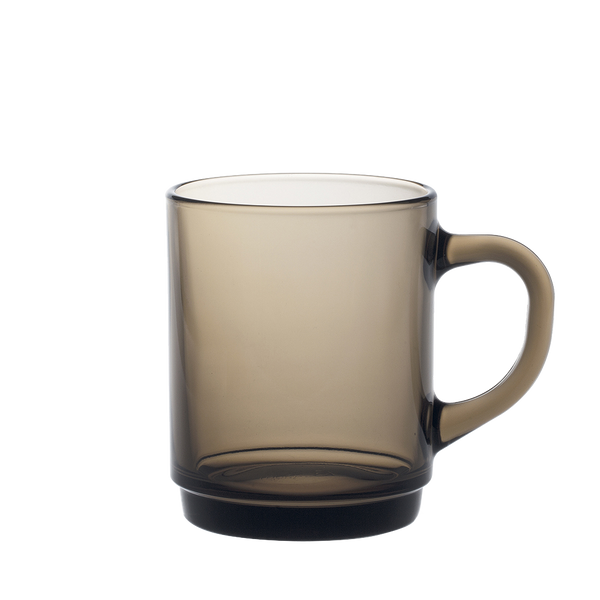 Duralex Versailles. Grey Glass Mug. La tasse en verre gris.