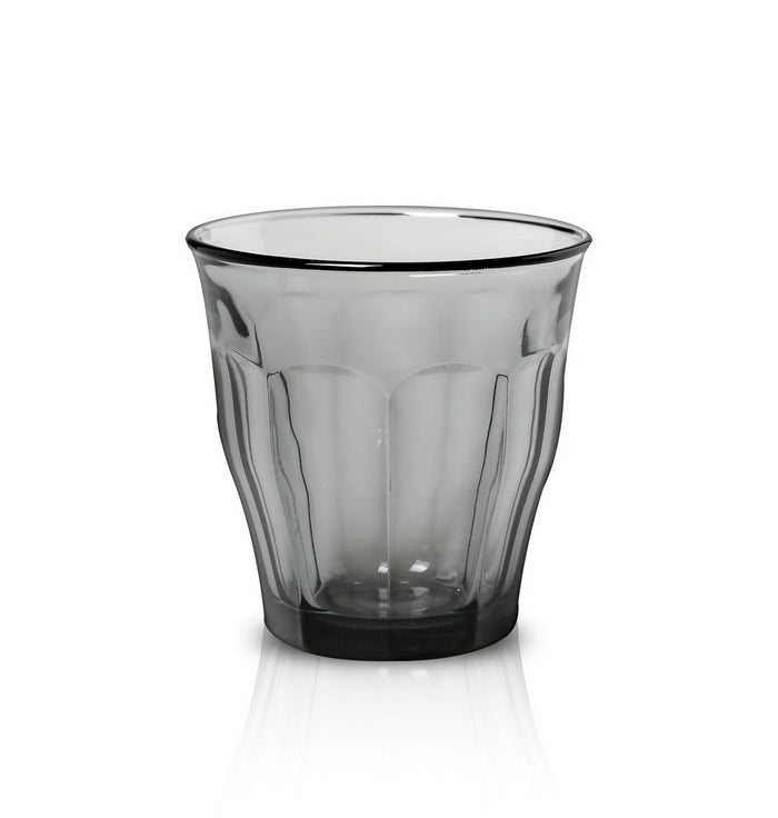 Duralex Le Picardie. Medium Grey Glass Tumbler. Le verre de taille moyenne en verre gris.