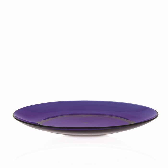 Duralex Lys. The sapphire blue glass dessert plate. L'assiette à dessert en verre bleu saphir.