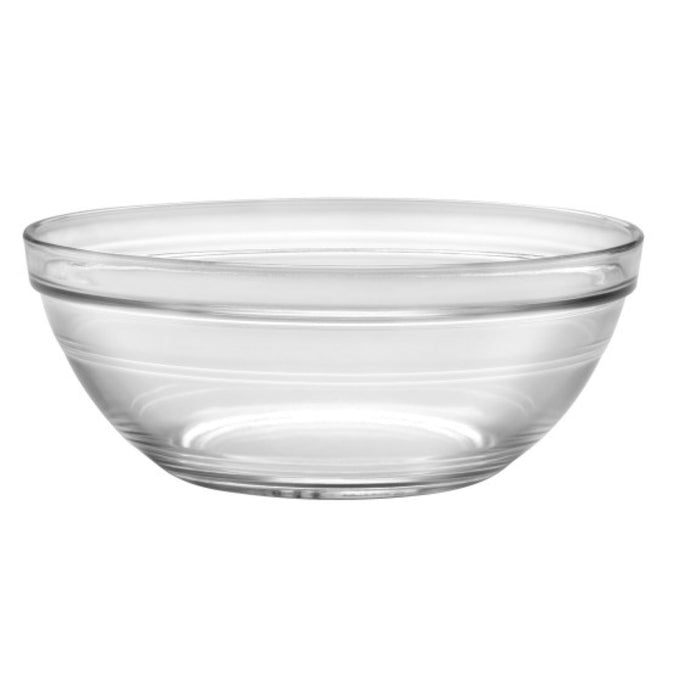 Duralex Gigogne. Clear Glass Stackble Salad and Mixing Bowl. Le bol à salade et à mélanger empilable en verre transparent.
