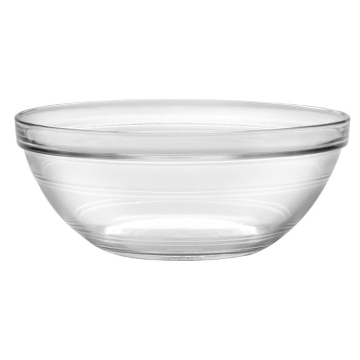 Duralex Gigogne. Clear Glass Stackble Salad and Mixing Bowl. Le bol à salade et à mélanger empilable en verre transparent.