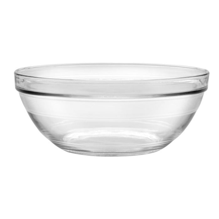 Duralex Gigogne. Clear Glass Stackble Salad and Mixing Bowl. Le bol à salade et à mélanger empilable en verre transparent.