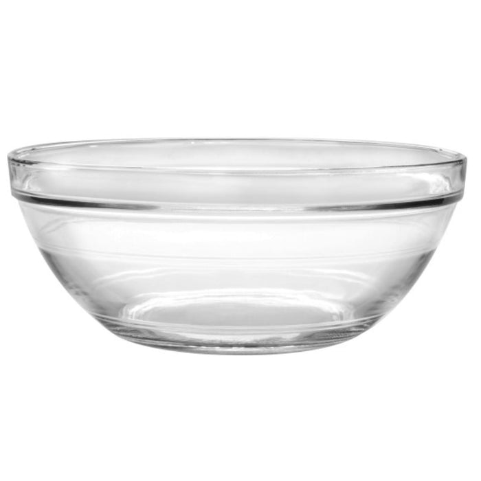 Duralex Gigogne. Clear Glass Stackble Salad and Mixing Bowl. Le bol à salade et à mélanger empilable en verre transparent.