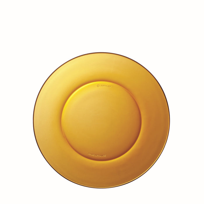Duralex Lys. Amber Yellow Glass Plate. L'assiette en verre jaune ambré