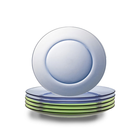 Duralex Lys Green & Marine Glass Plates – Set of 6 (3xeach) – 19cm