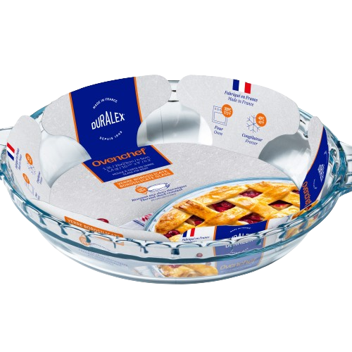 Duralex Ovenchef. Clear Glass Round Pie Dish. Le Plat à tarte rond en verre transparent.