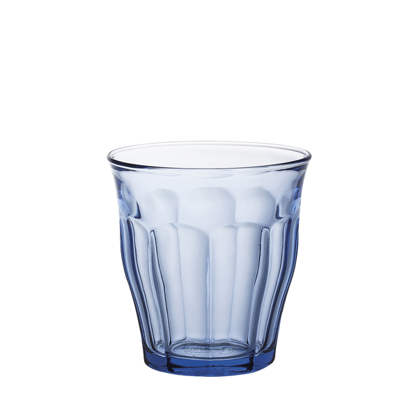 Duralex Le Picardie. Marine Blue Medium Glass Tumbler. Un verre moyen bleu marine.