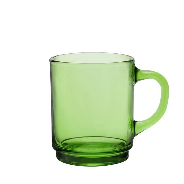 Duralex Versailles. Green Glass Mug. La tasse en verre vert. 